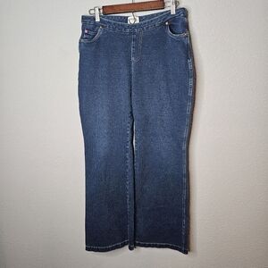 Pajama Jeans Womens Medium‎ Blue Straight Leg Pink Drawstring Comfy Pull On